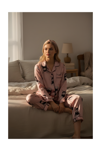 סט פיג׳מה ארנבים סאטן לנשים