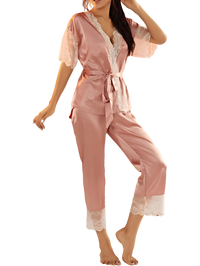 סט פיג׳מה סאטן יוקרתי לנשים